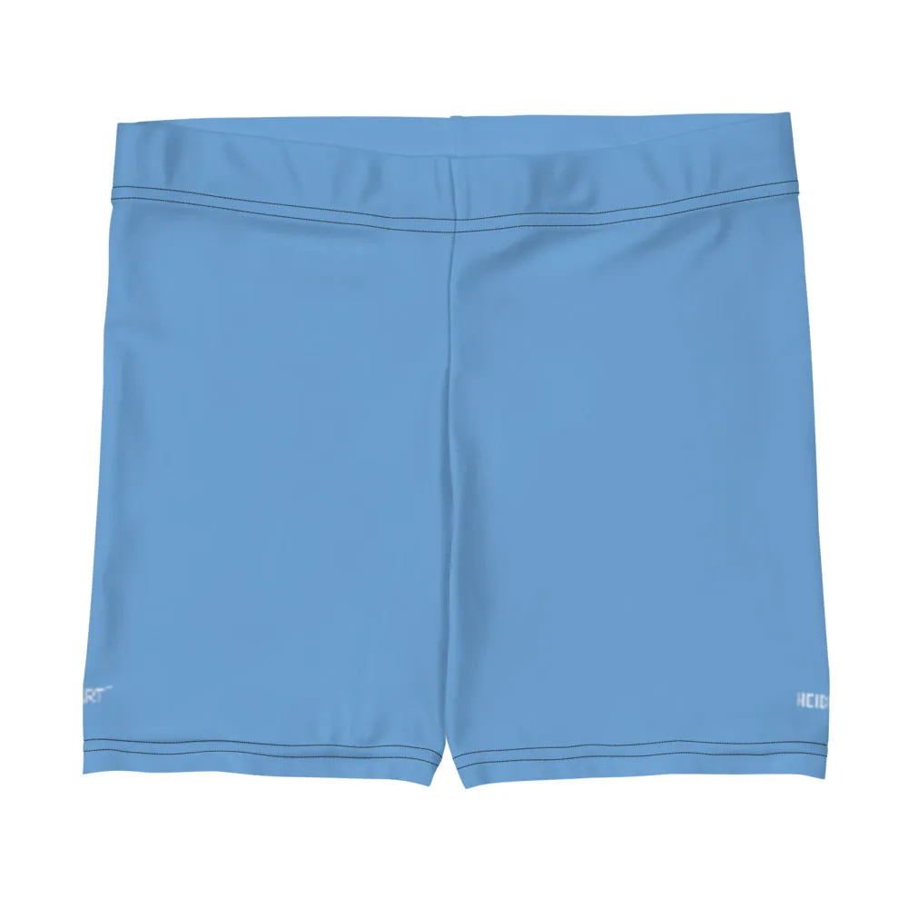 Pastel Blue Women's Designer Shorts, Sky Light Blue Premium Short Tights-Made in USA/EU/MX