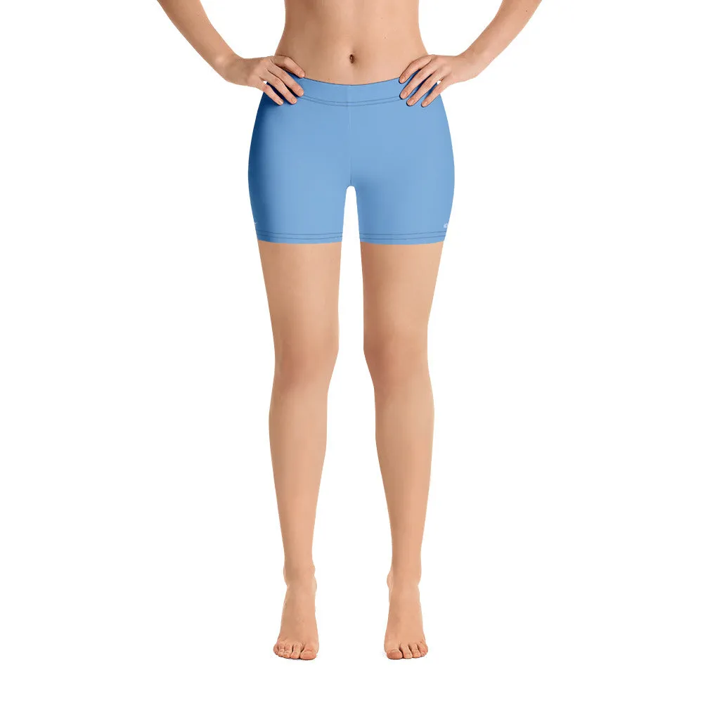 Pastel Blue Women's Designer Shorts, Sky Light Blue Premium Short Tights-Made in USA/EU/MX