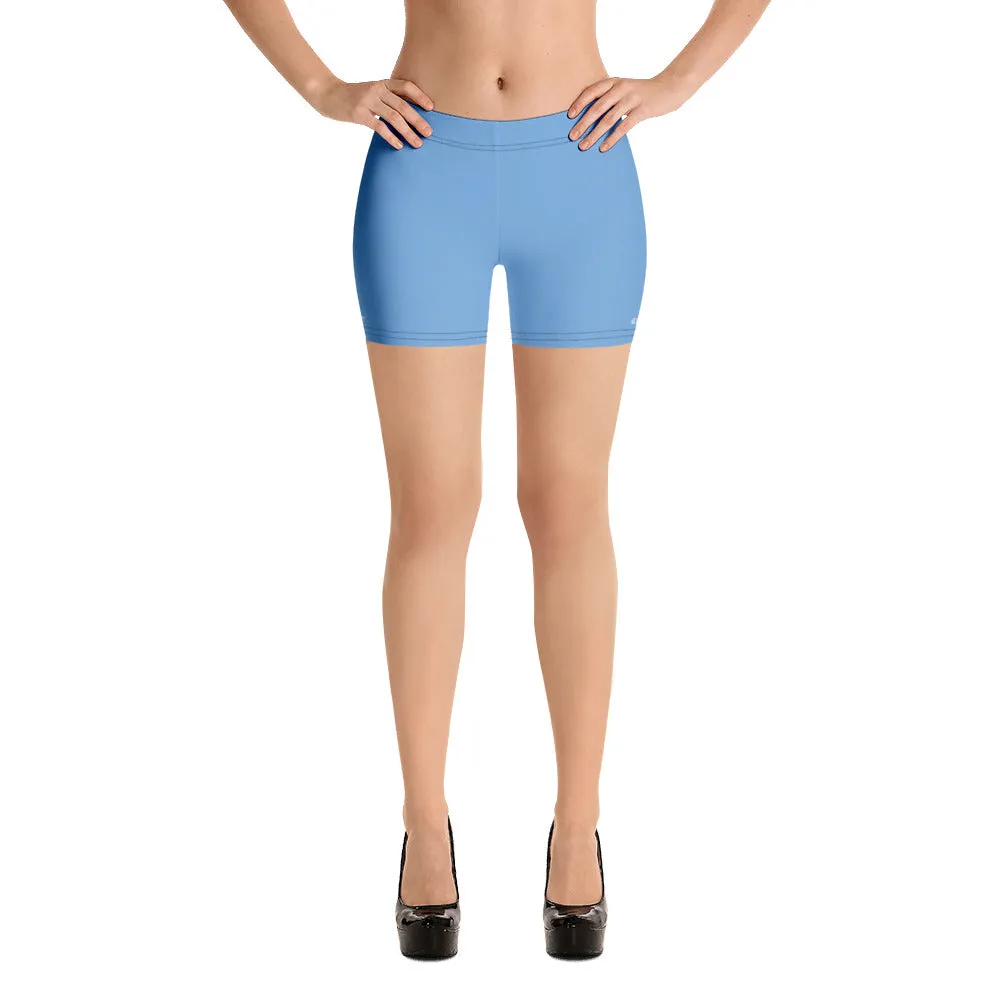 Pastel Blue Women's Designer Shorts, Sky Light Blue Premium Short Tights-Made in USA/EU/MX