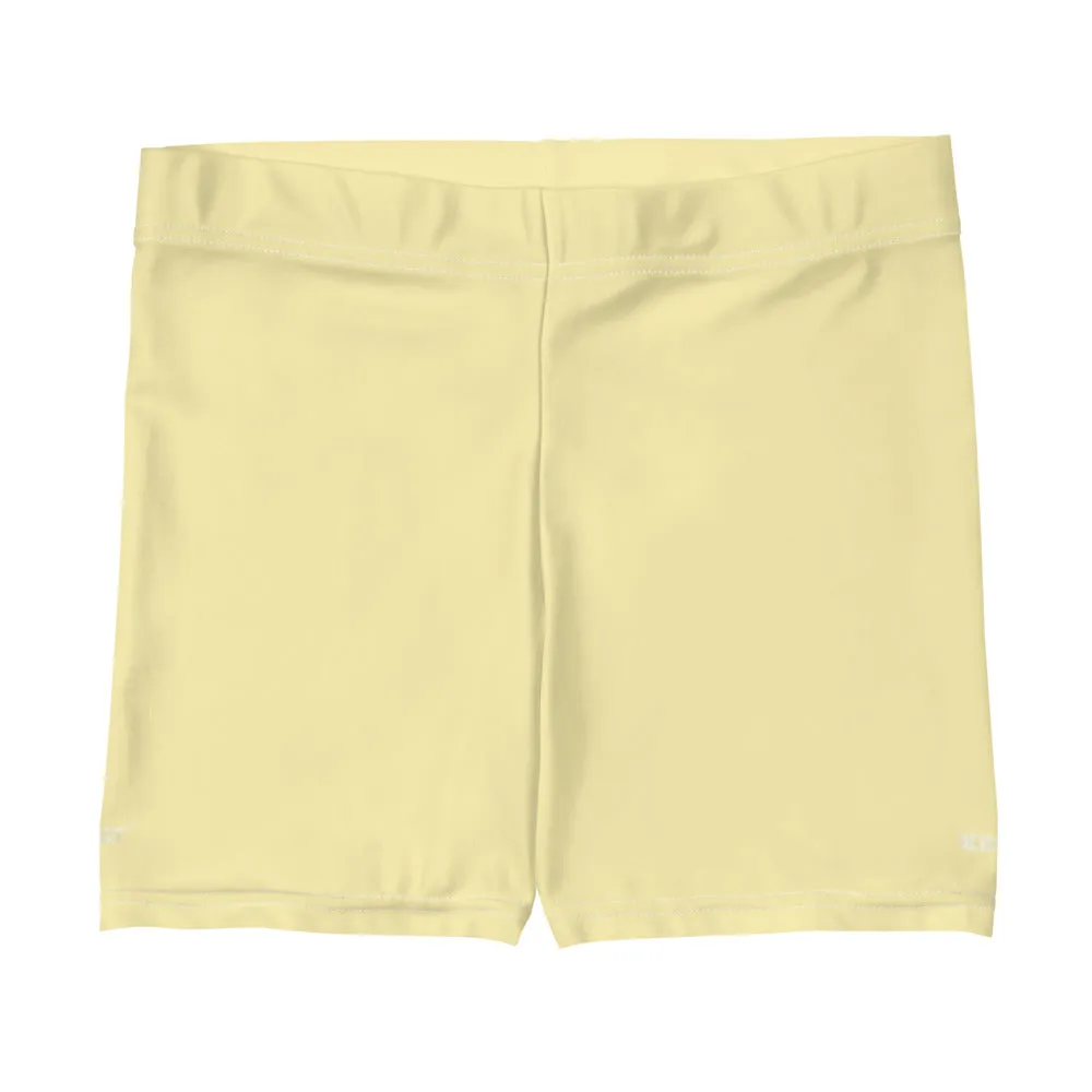 Pastel Yellow Women's Shorts, Light Yellow Solid Color Modern Short Tights-Made in USA/EU