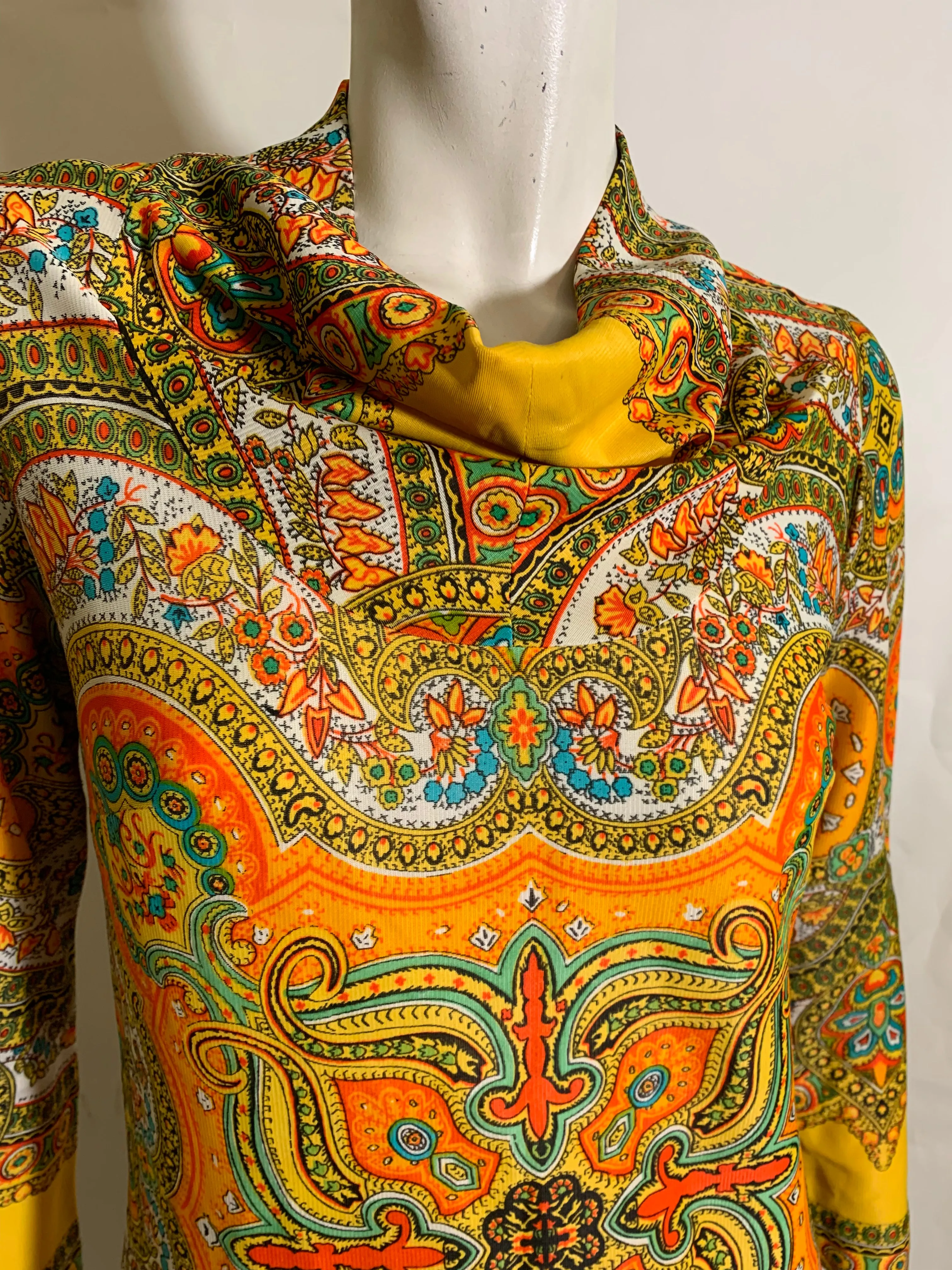 Persian Print Jersey Nylon Mini Dress circa 1970s