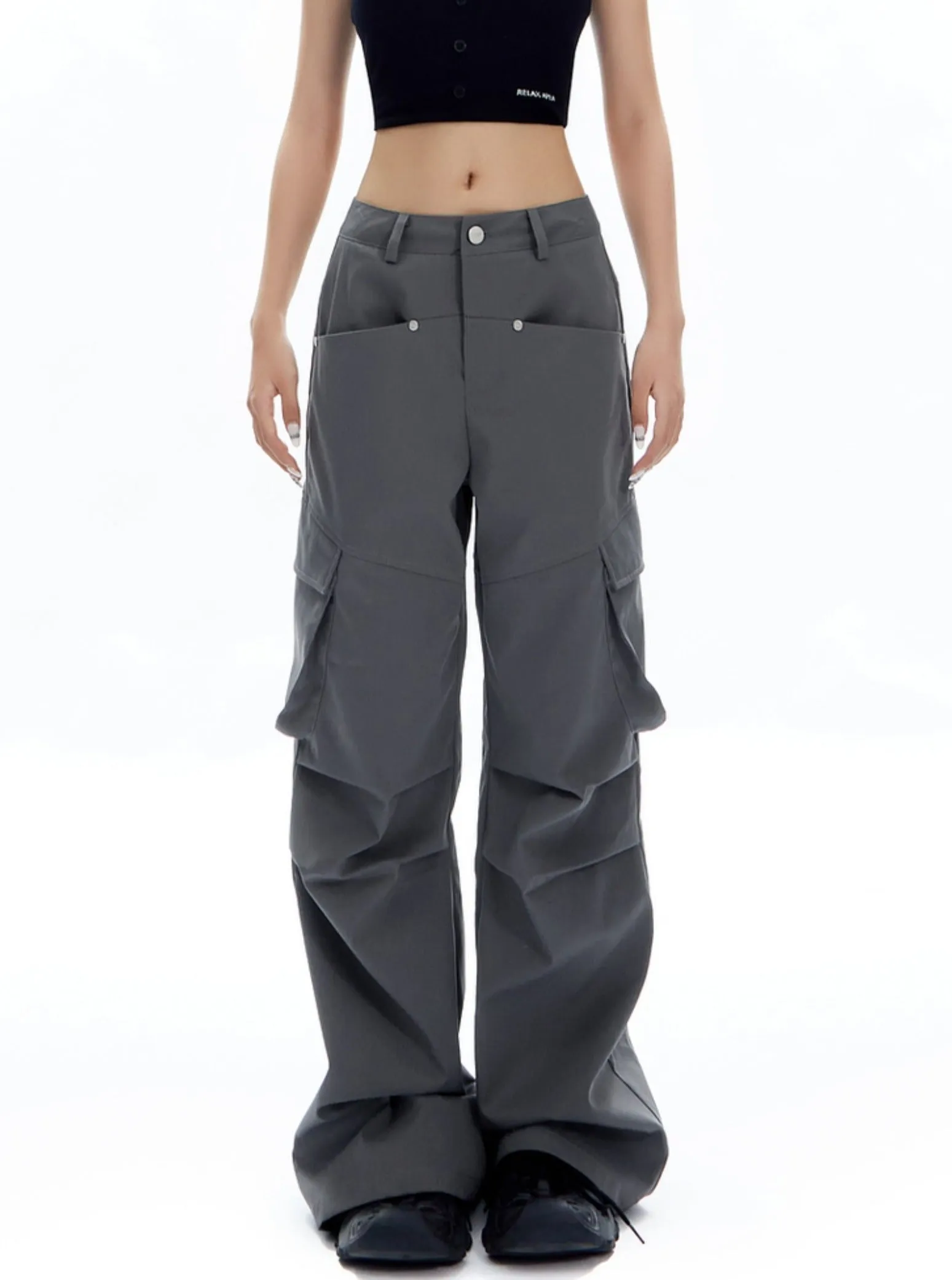 Pinch Pleats Wide-Leg Pants