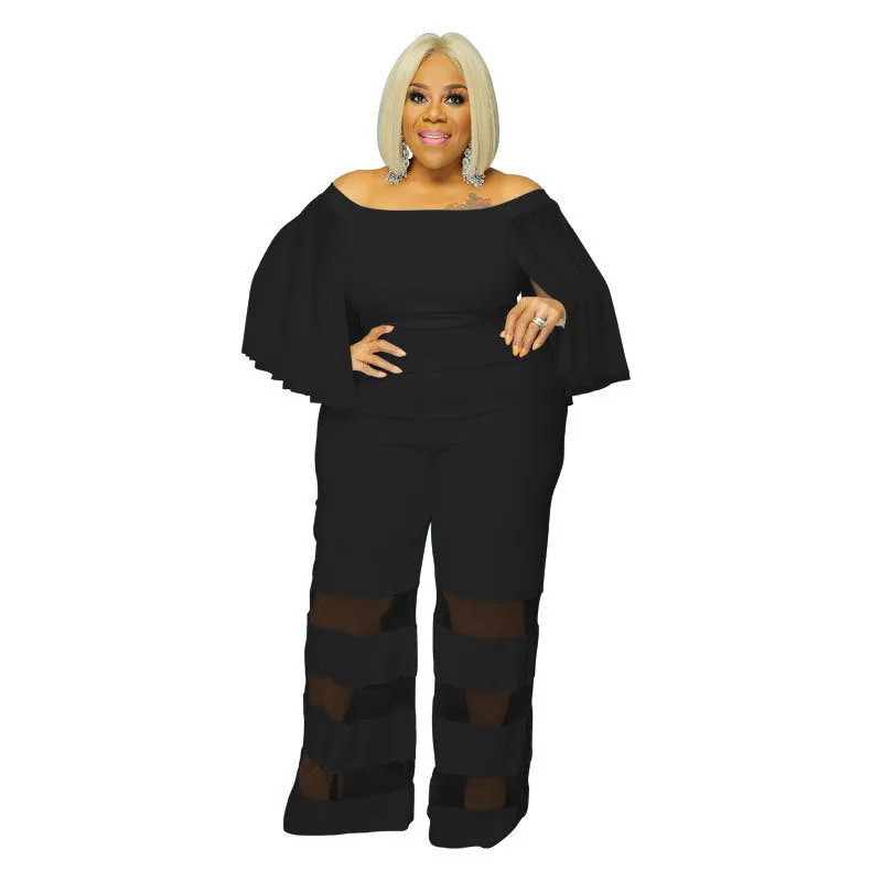 Plus Size Women Clothes Supply Sexy Contrast Color Jumpsuit Source