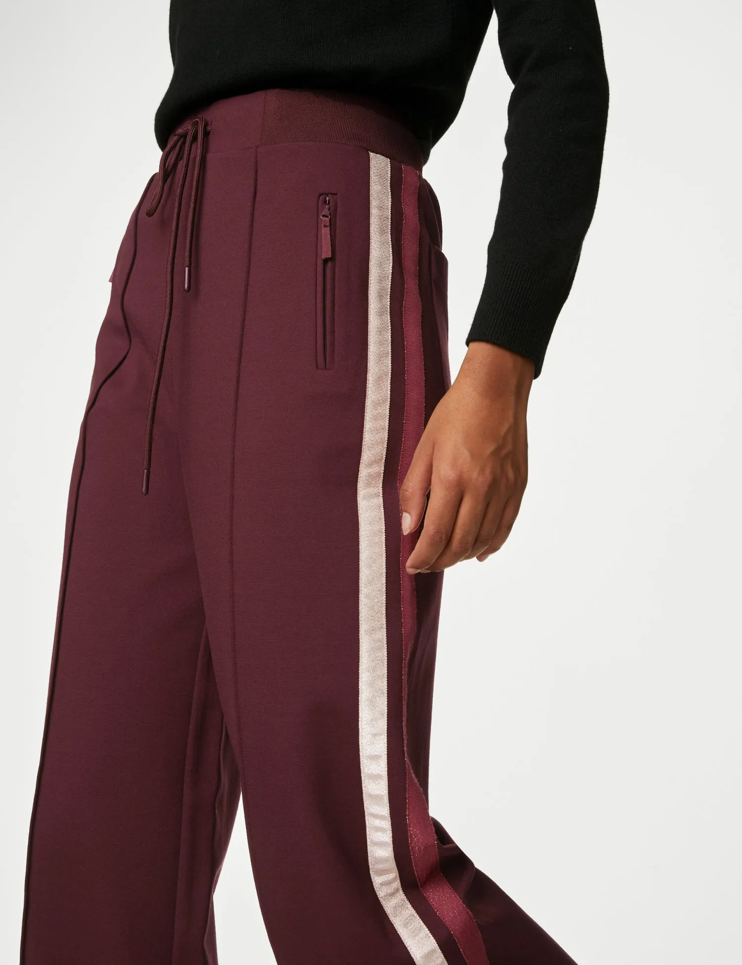 Ponte Sparkly Side Stripe Wide Leg Trousers