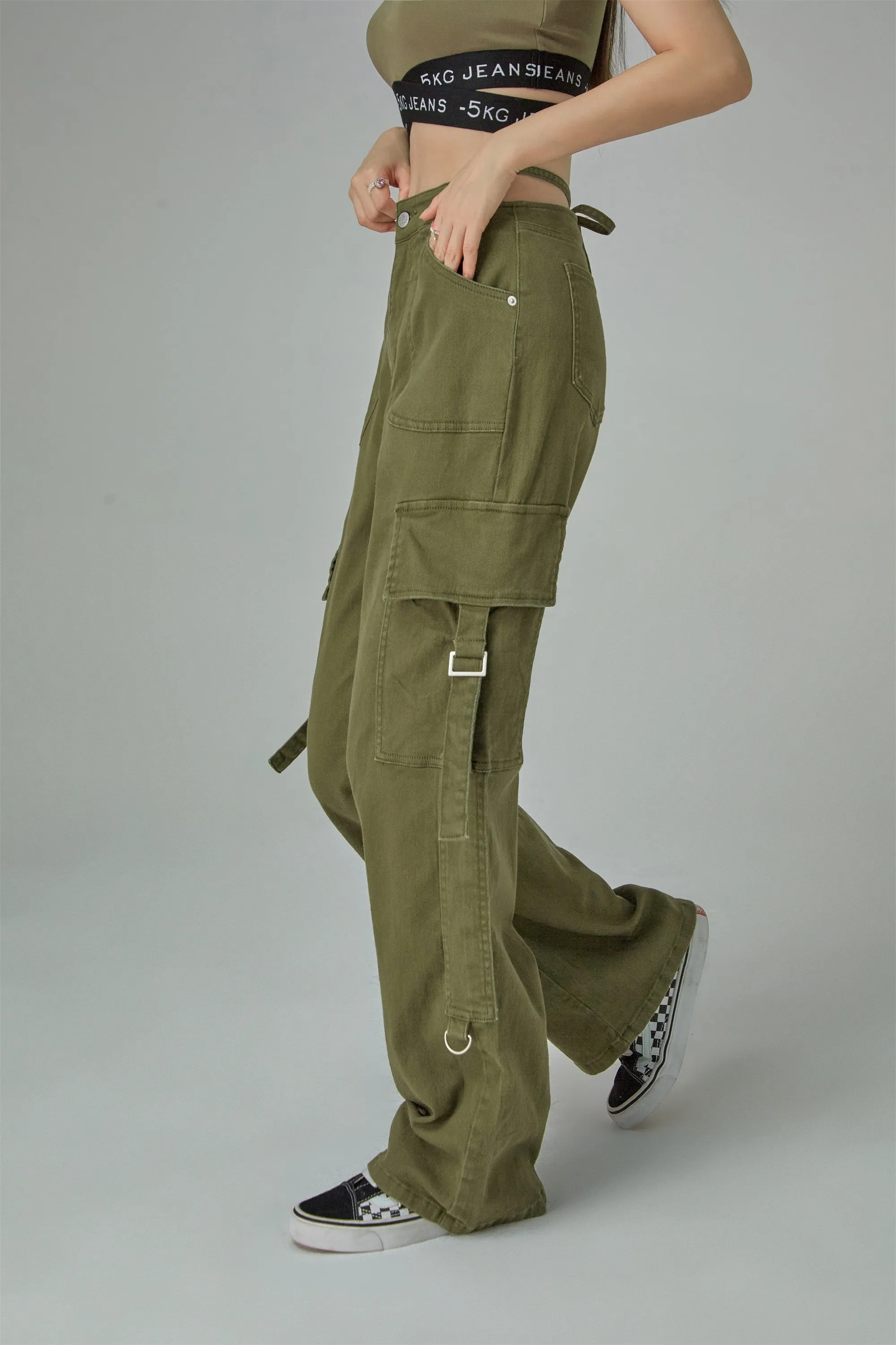 Pretty Warrior Solid High Waist Casual Pants