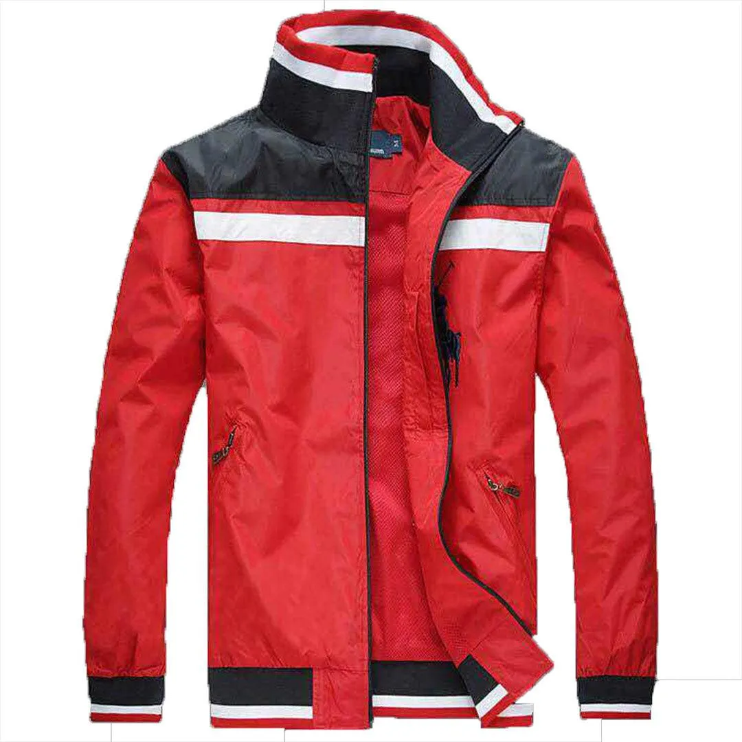 Prl Color Blocked Zip  Neck Jacket Tracksuit-Red