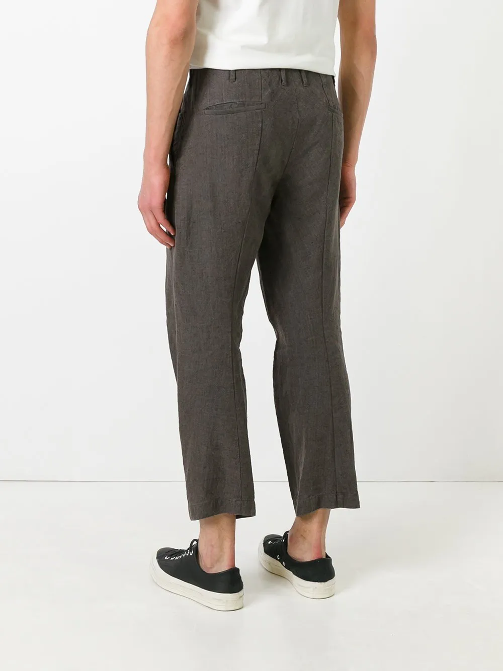 Ramie Linen Tailored Crop Curved Pants