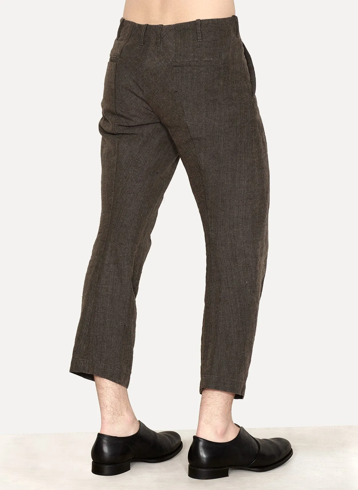 Ramie Linen Tailored Crop Curved Pants