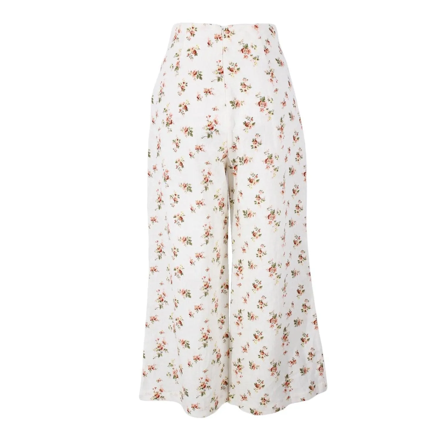 REFORMATION White Floral Linen Pants | Size 4