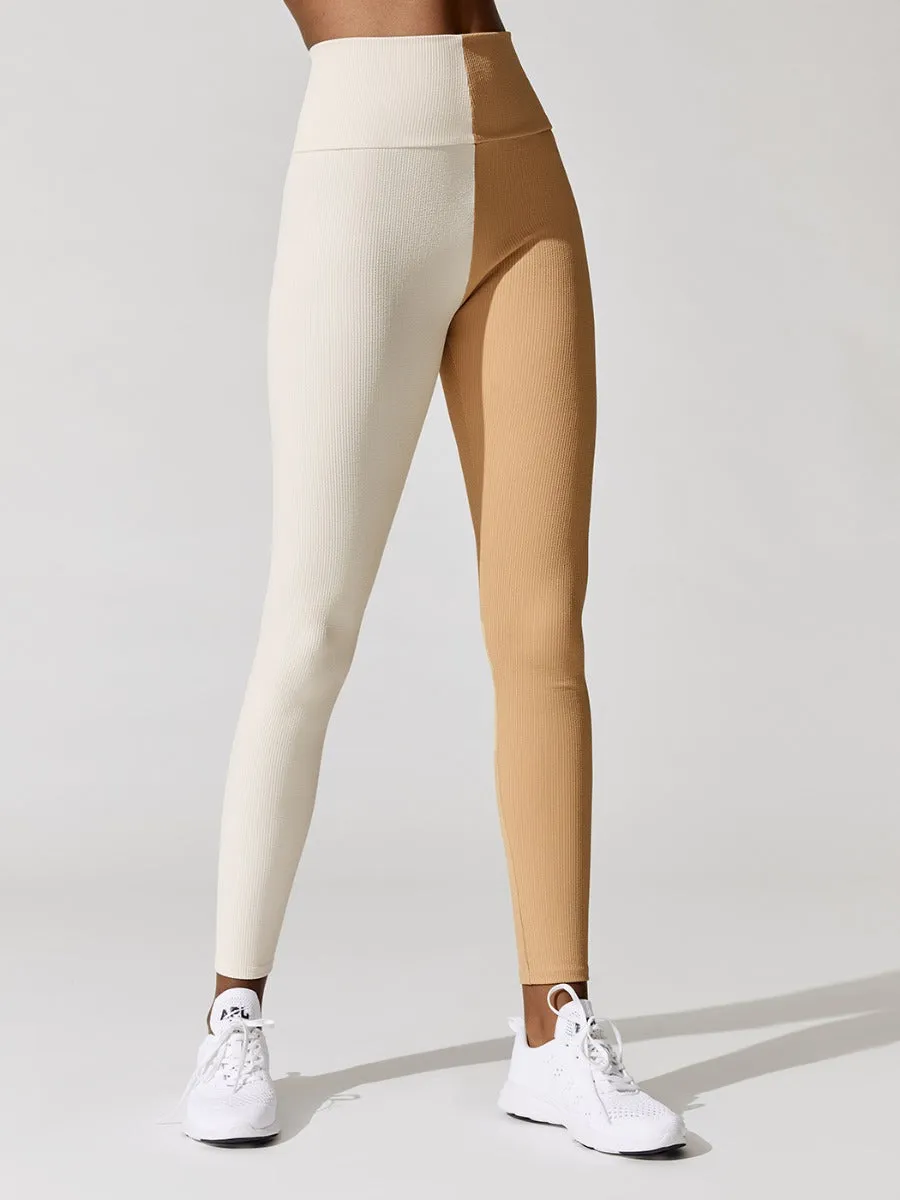 Rib Gigi Legging - Ivory/Camel