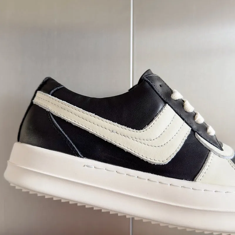 Rick Owens Black and White Low-Top Sneakers