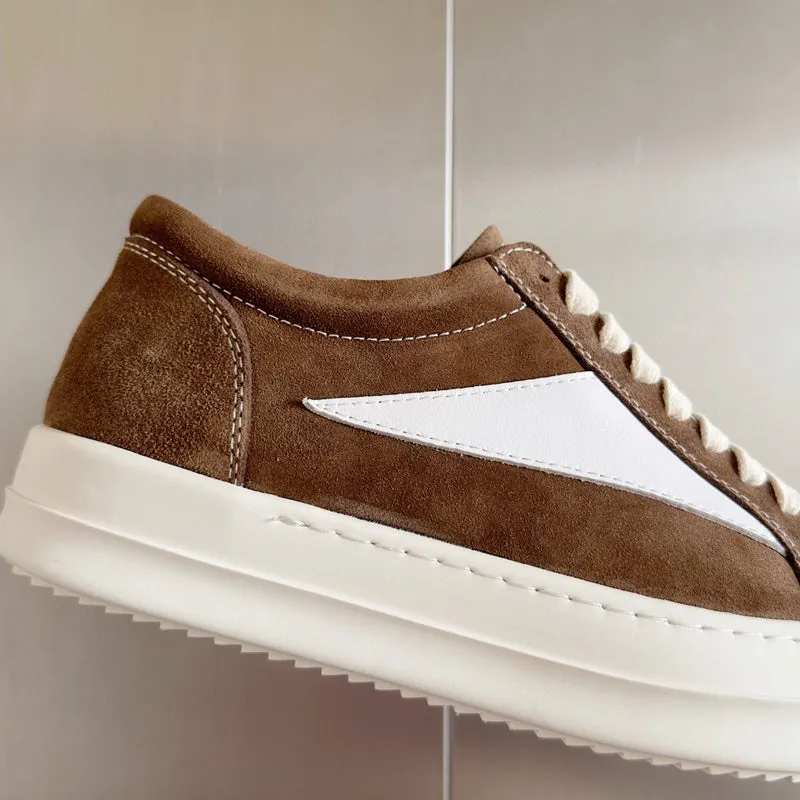 Rick Owens Brown Suede Low-Top Sneakers