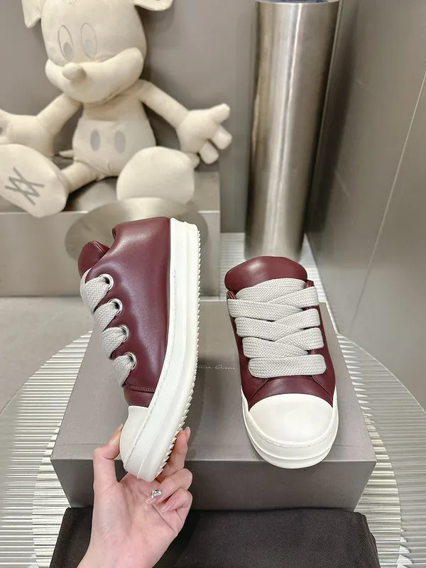 Rick Owens Burgundy Low-Top Sneakers