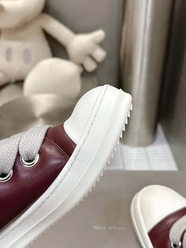 Rick Owens Burgundy Low-Top Sneakers