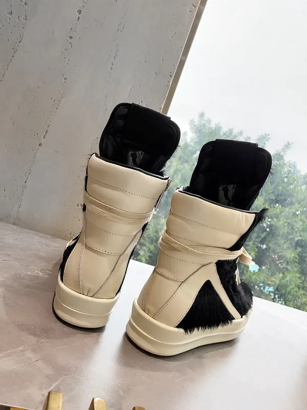 Rick Owens Geobasket Sneakers - Black and Cream