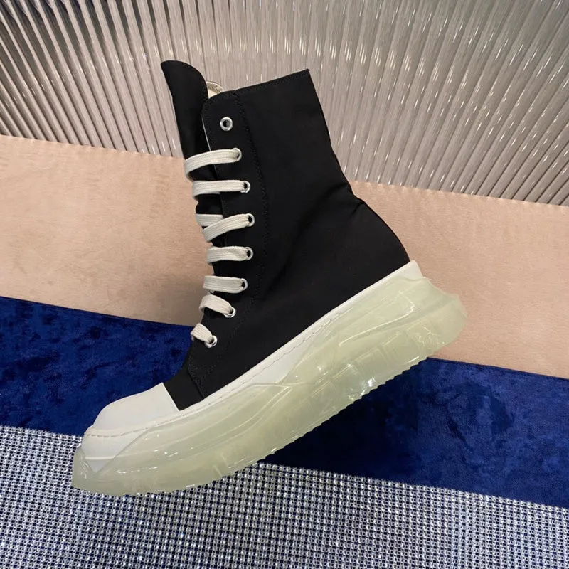 Rick Owens High-Top Canvas Boots - Black with Translucent Sole