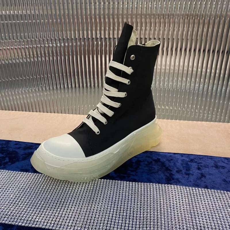 Rick Owens High-Top Canvas Boots - Black with Translucent Sole