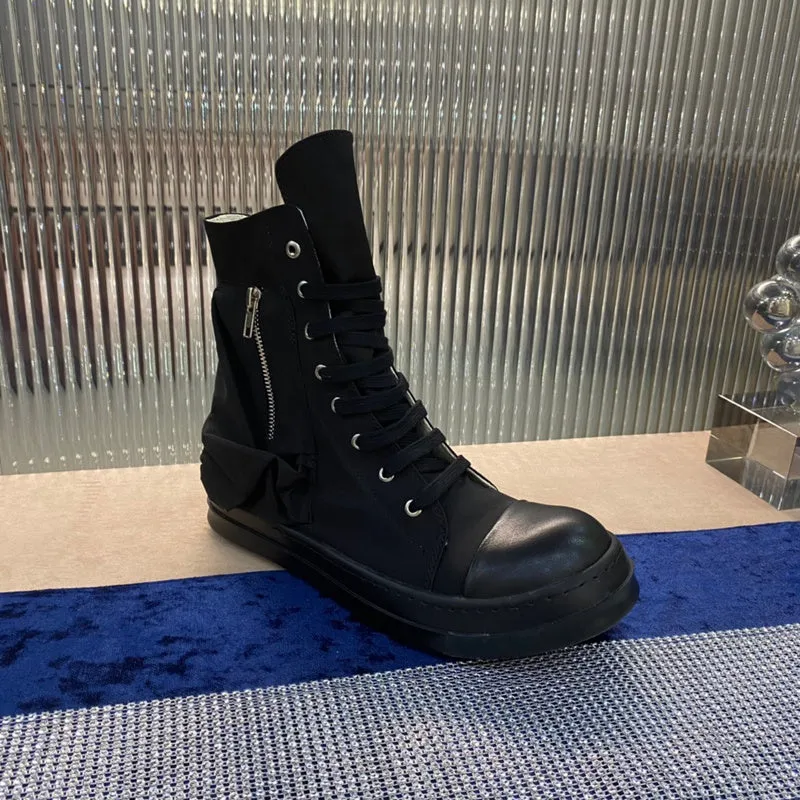 Rick Owens High-Top Nylon Boots - All Black