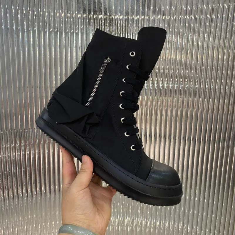 Rick Owens High-Top Nylon Boots - All Black