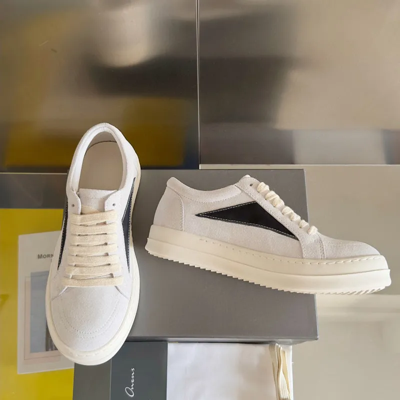 Rick Owens White Suede Low-Top Sneakers