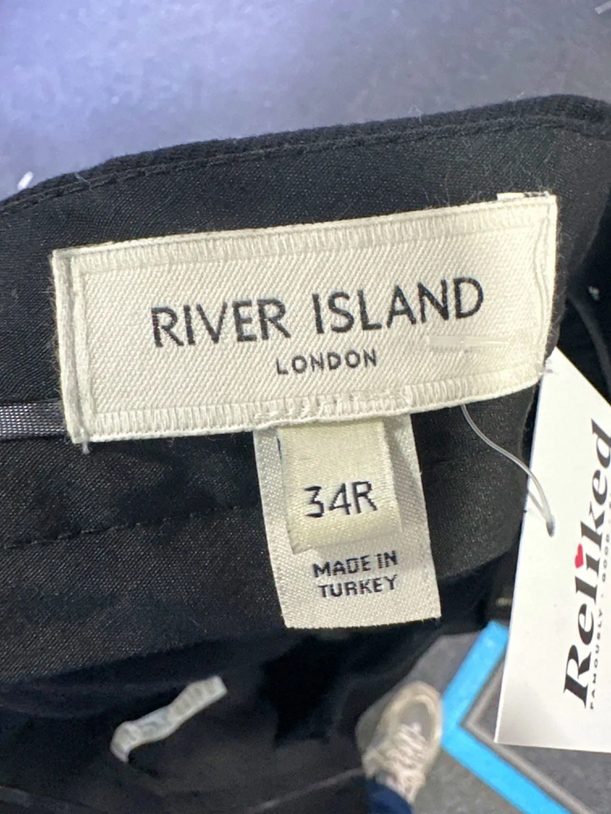 River Island Black Tailored Trousers W 34 Regular