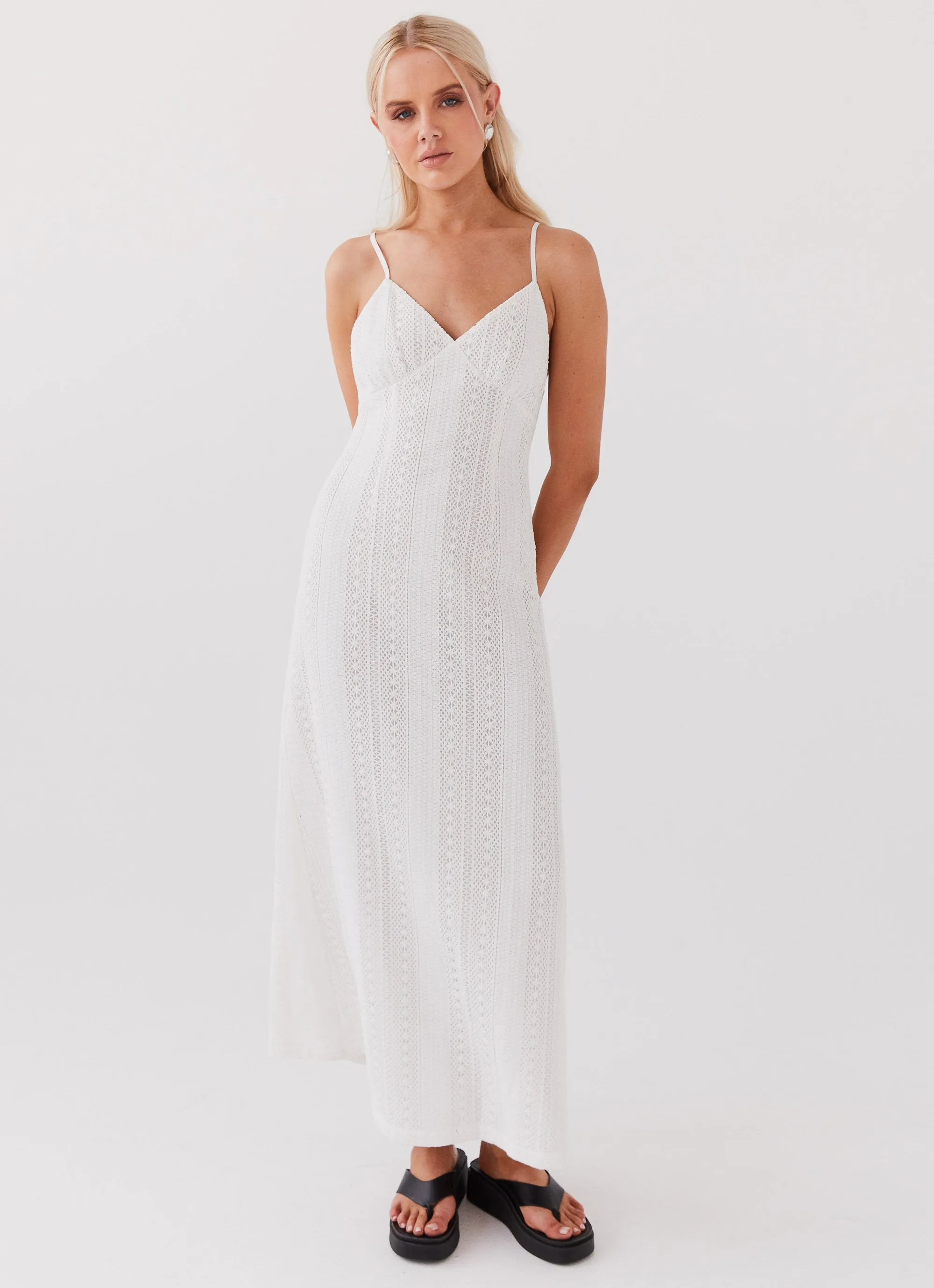 Riveria Knit Maxi Dress - White