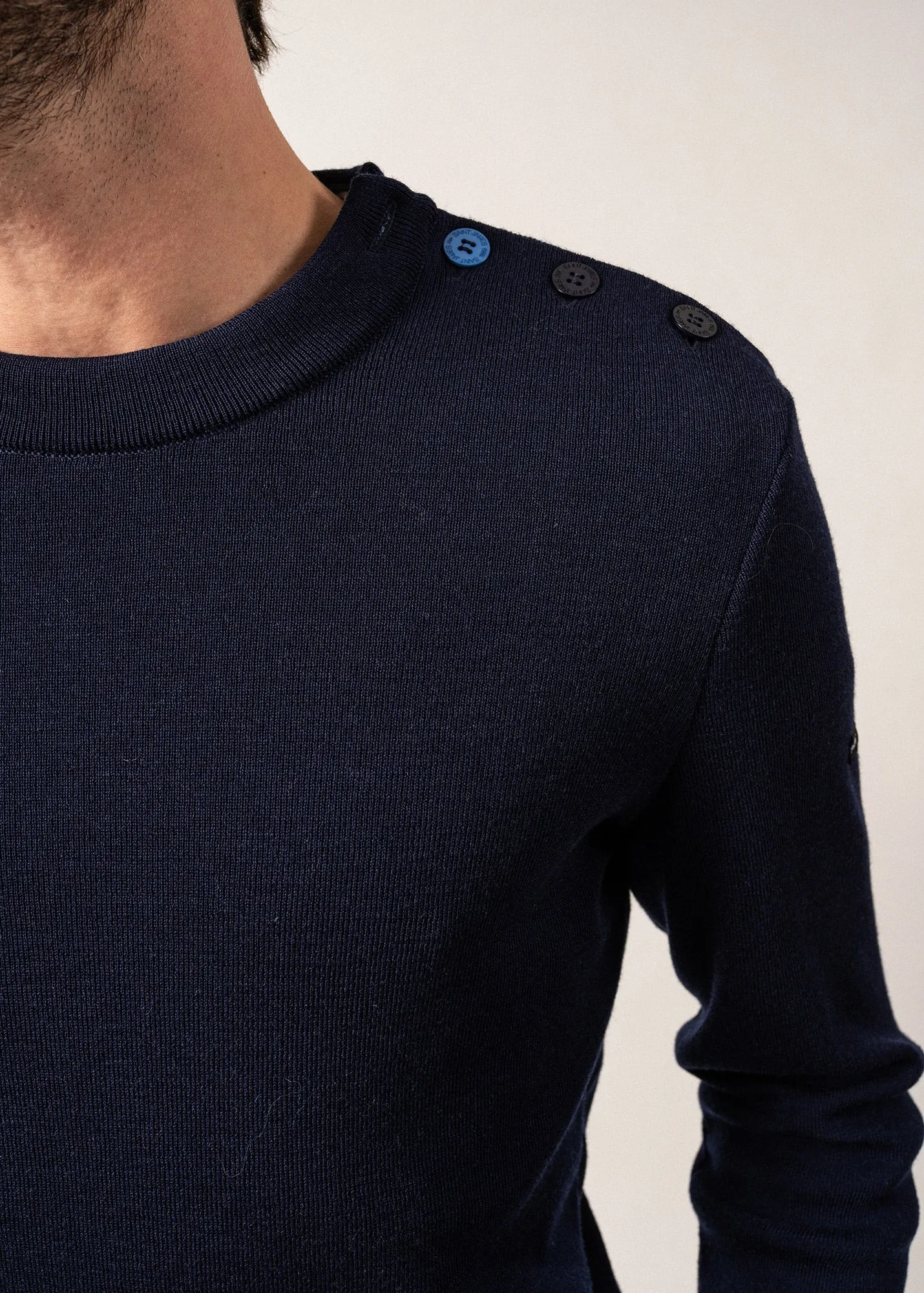 Rives sailor jumper in wool - buttoned round neck (INSIGNE/OXYGENE)