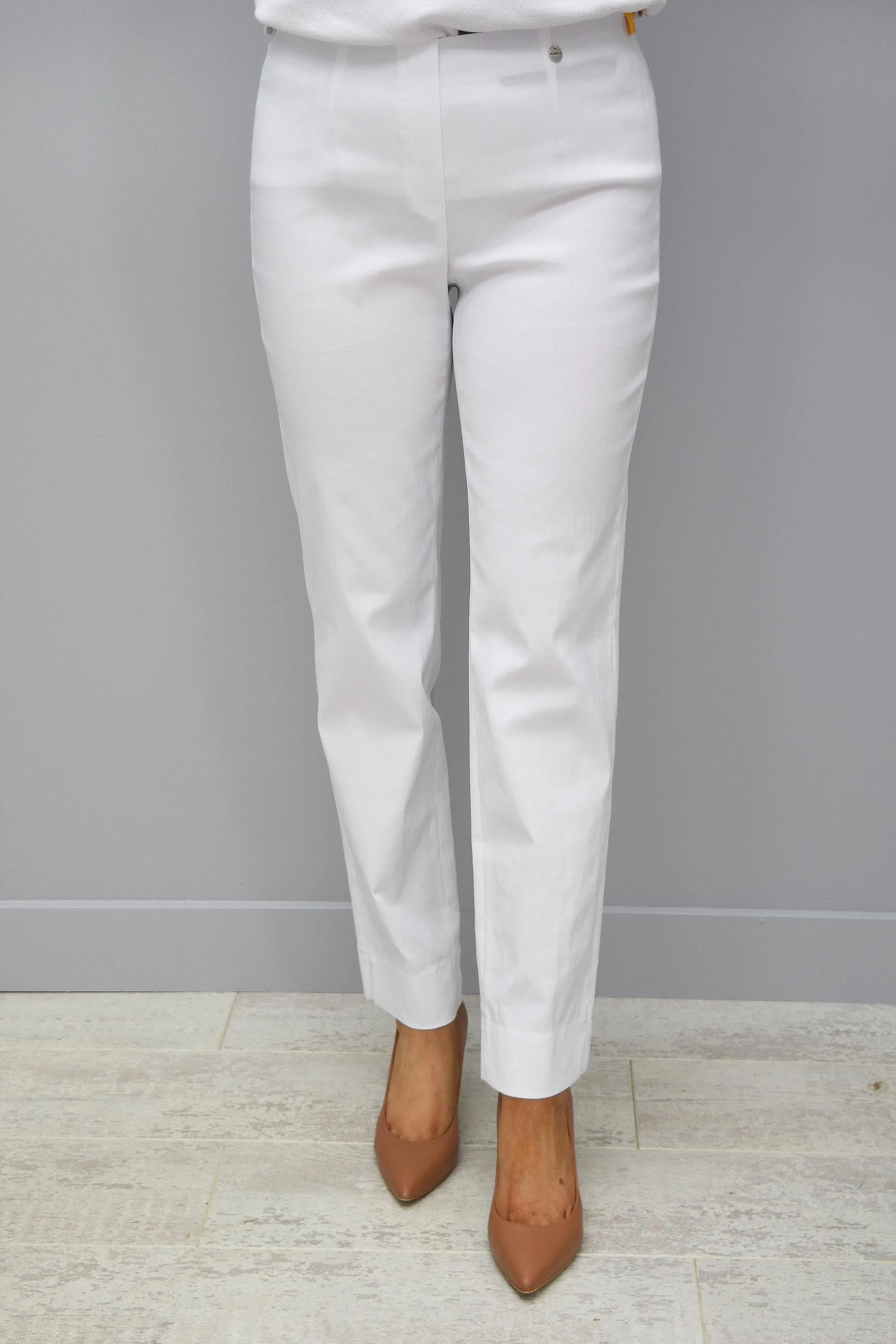 Robell Marie White Trousers Petite 29" - 51412 5499 10K