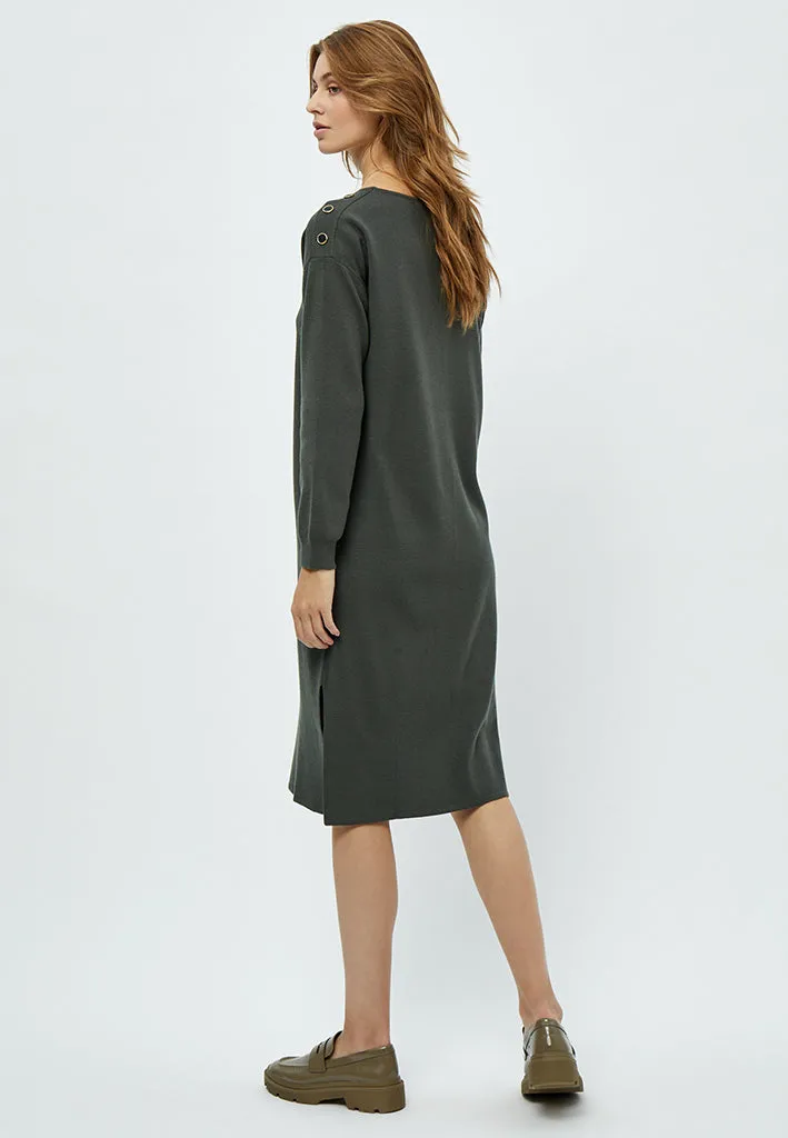 Rosalia Boat Neck Dress - Beluga Green