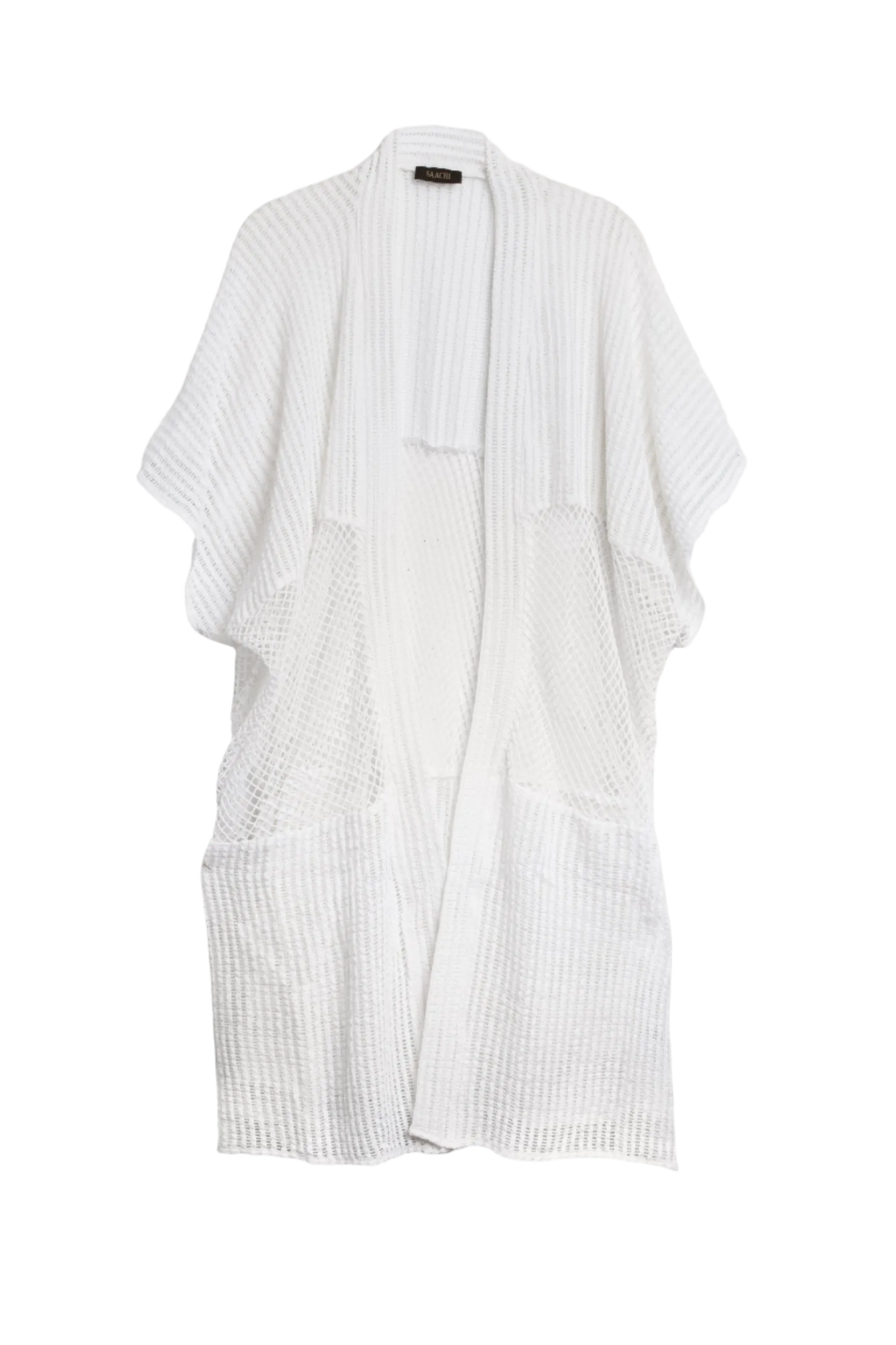 Saachi Open Knit Cover Up Mixed Media - White