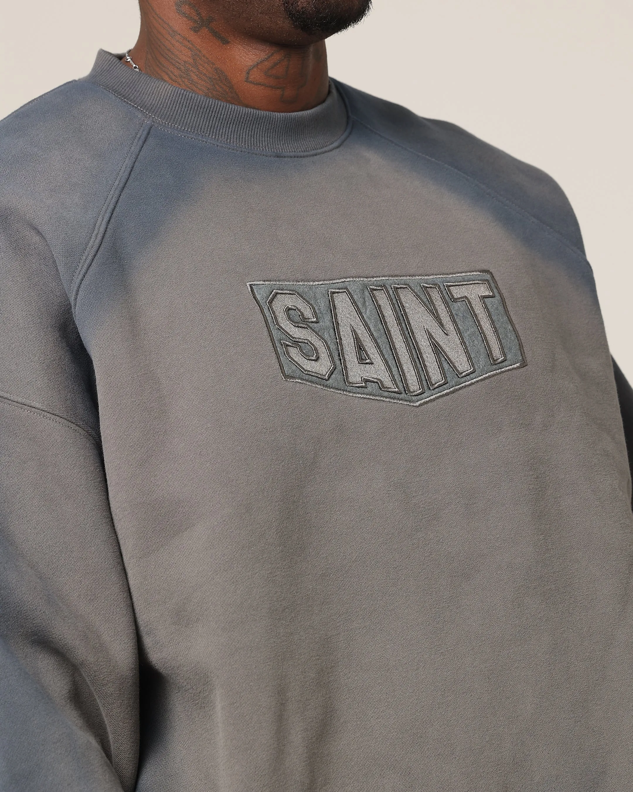 Saint Morta Faded Motor Crewneck Charcoal