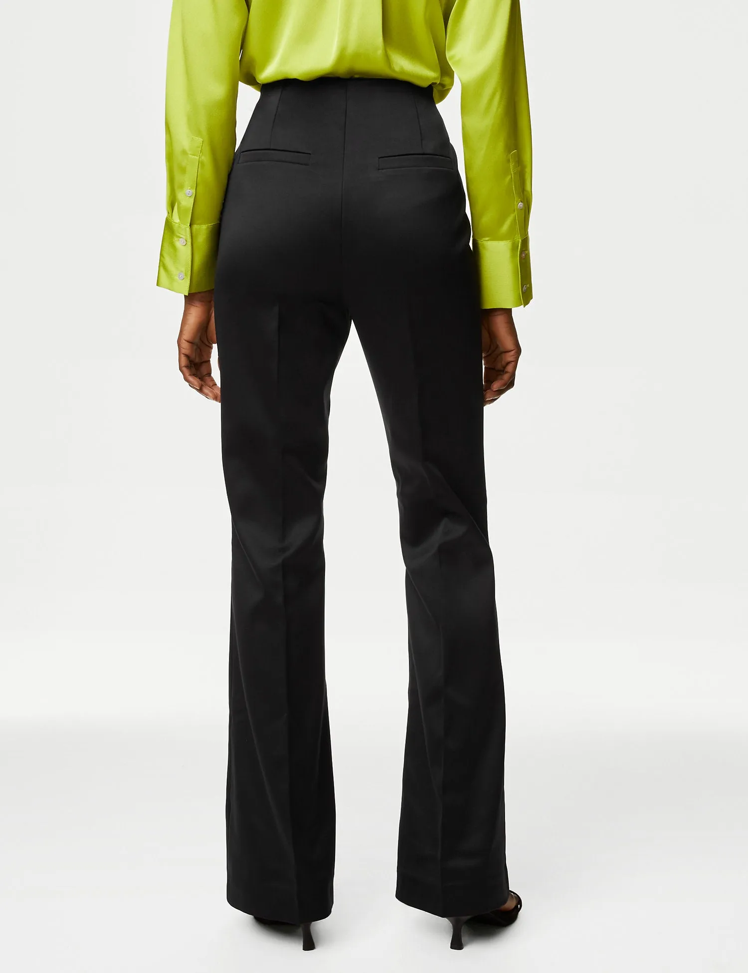 Satin Slim Fit Flare Trousers