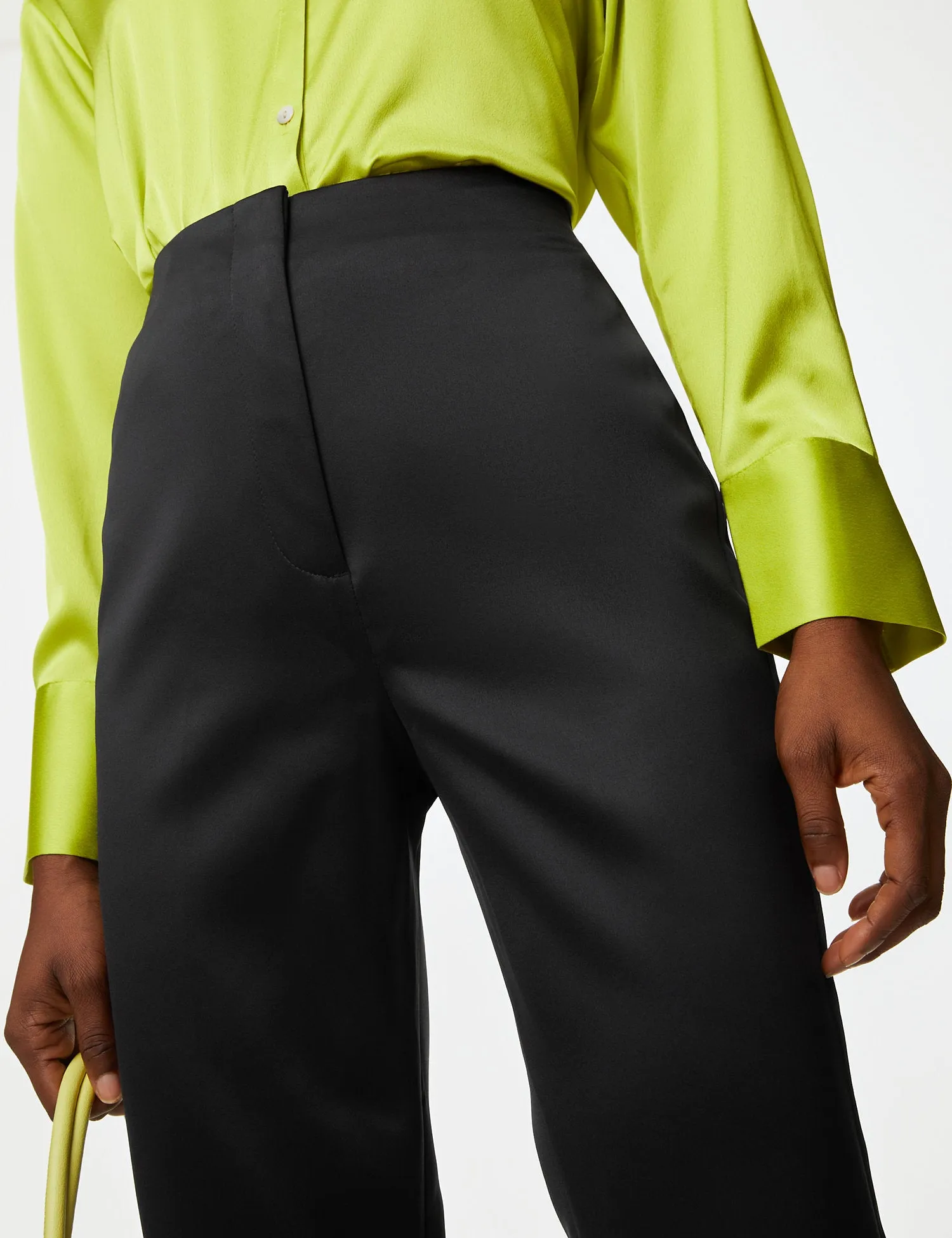 Satin Slim Fit Flare Trousers