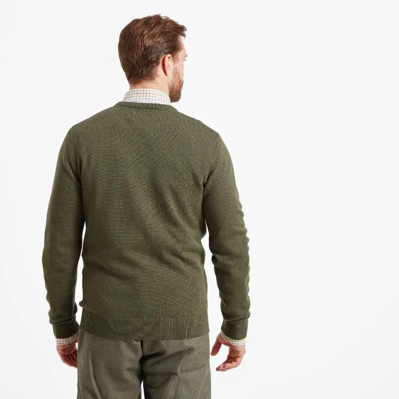 Schoffel Lambswool Crew Neck Mens Jumper - Moss