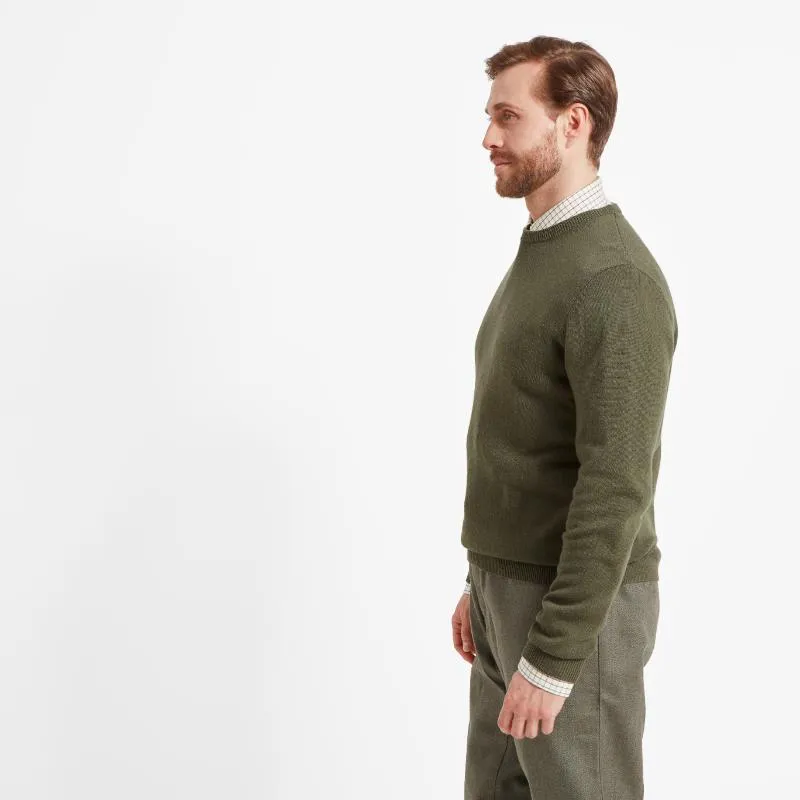 Schoffel Lambswool Crew Neck Mens Jumper - Moss