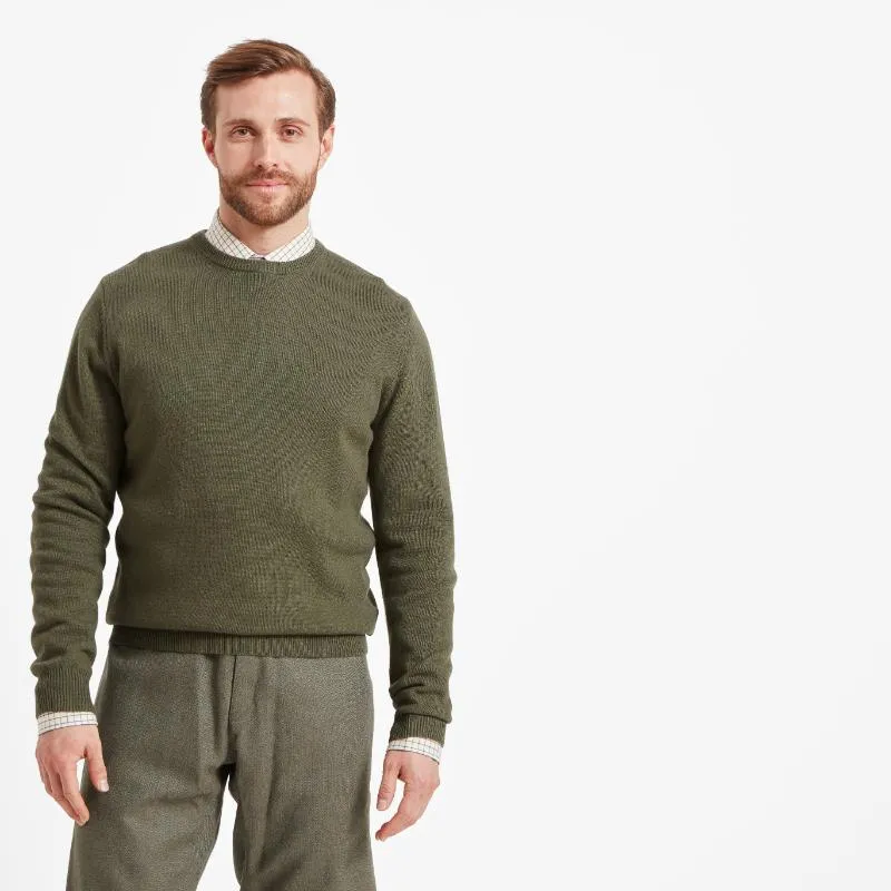 Schoffel Lambswool Crew Neck Mens Jumper - Moss