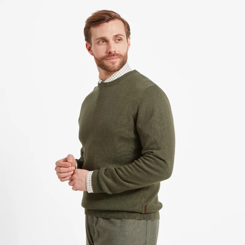 Schoffel Lambswool Crew Neck Mens Jumper - Moss