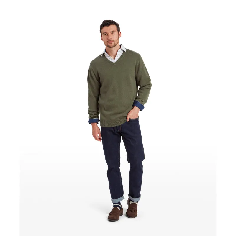 Schoffel Lewis Lambswool V Neck Mens Jumper - Woodland