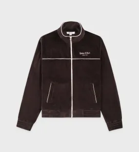 Script Velour Track Jacket - Chocolate/Cream