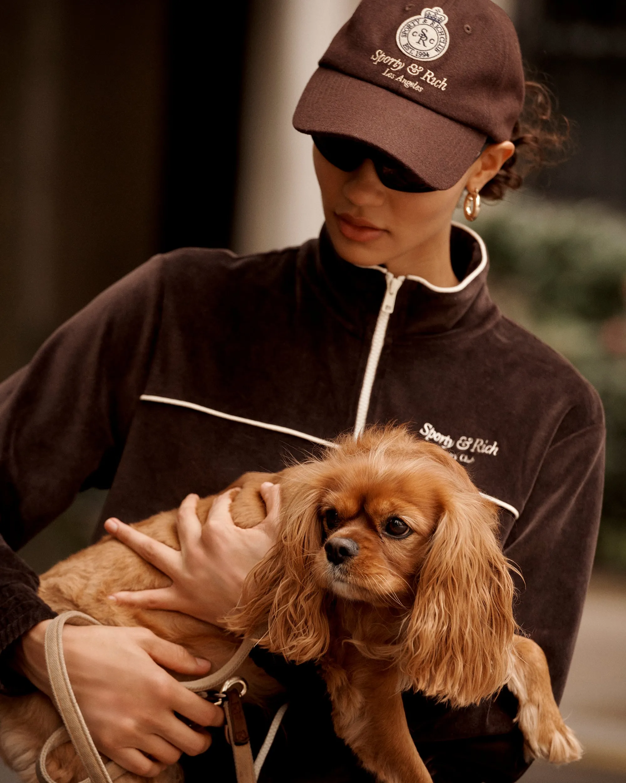 Script Velour Track Jacket - Chocolate/Cream