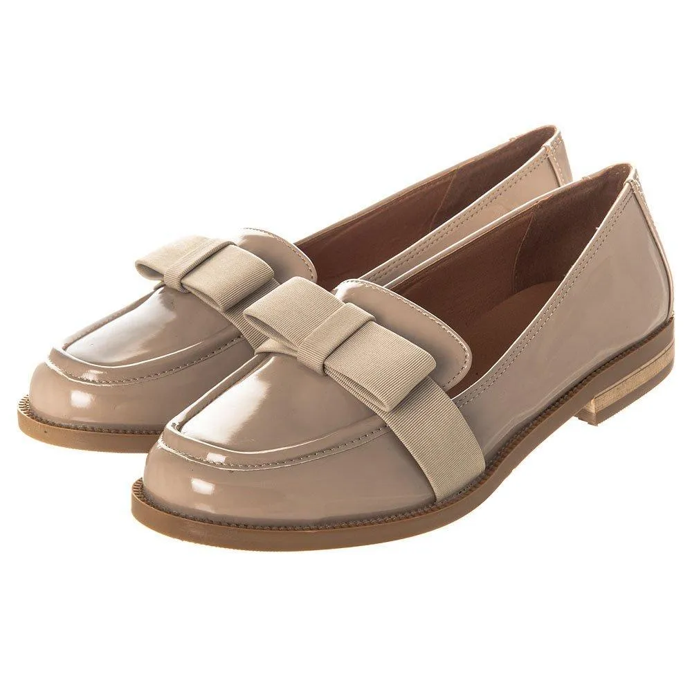 Snickers Flat Block Heel Classic Loafer Fabric Bow