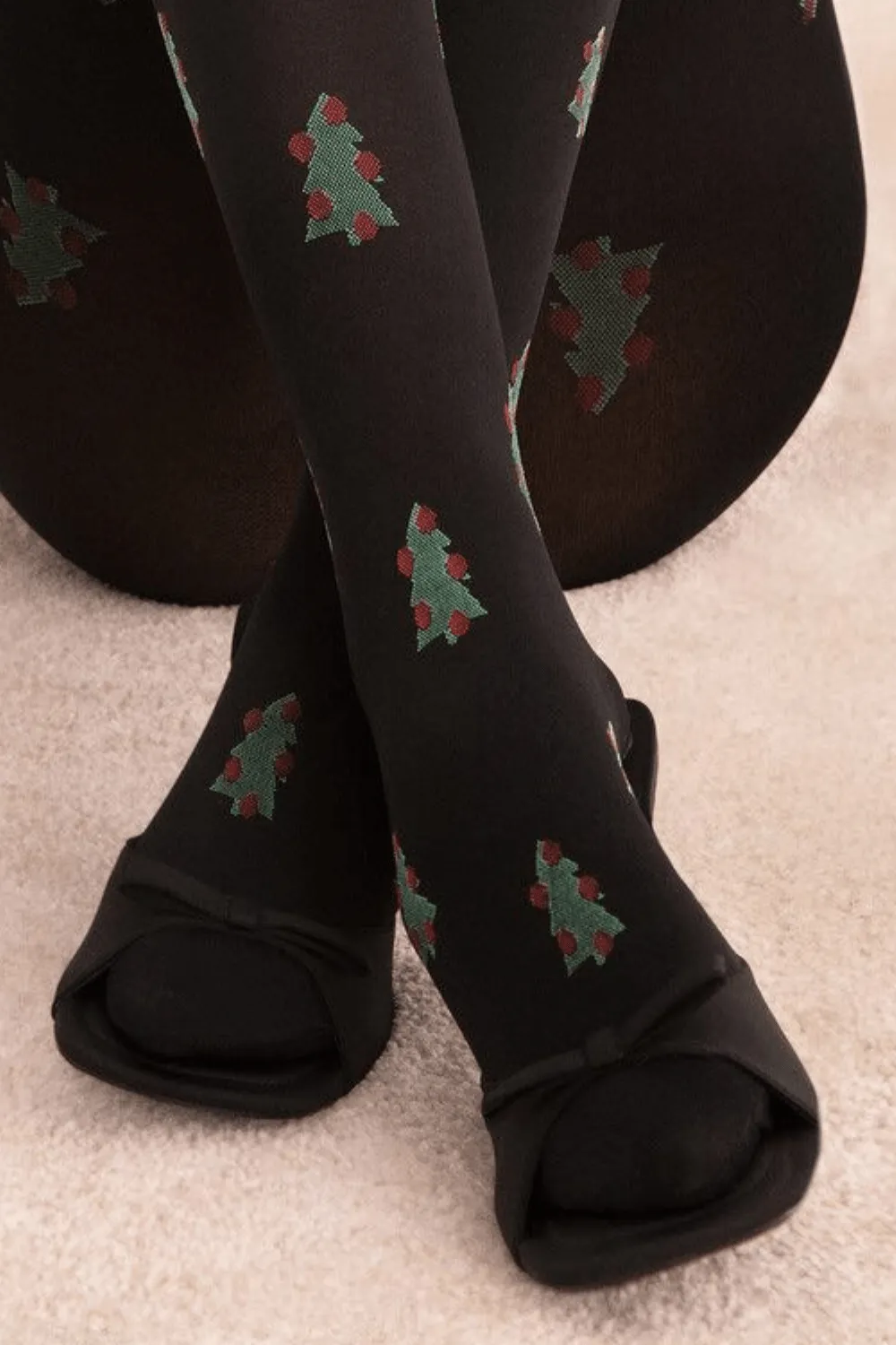 So Quiet Christmas Tree Pattern Tights 60 Denier