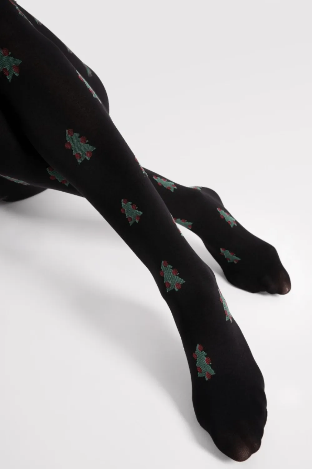 So Quiet Christmas Tree Pattern Tights 60 Denier