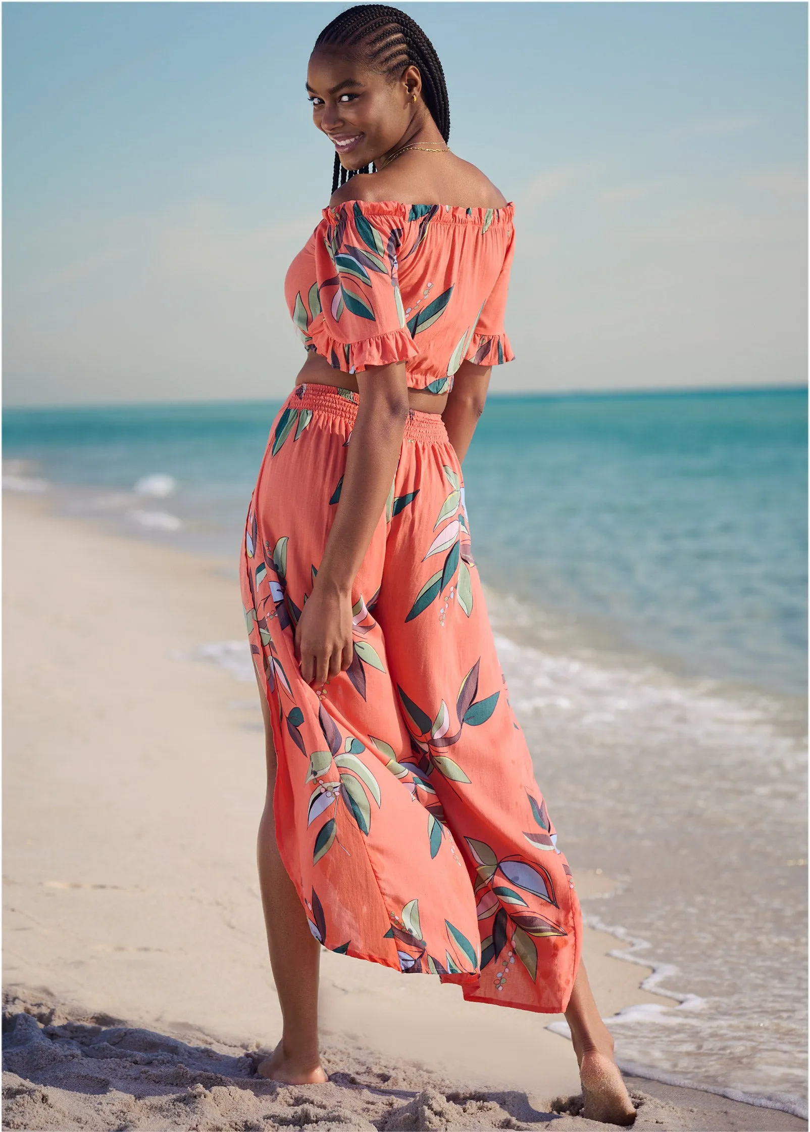 Split Leg Cover-Up Pant - Tropical Breeze