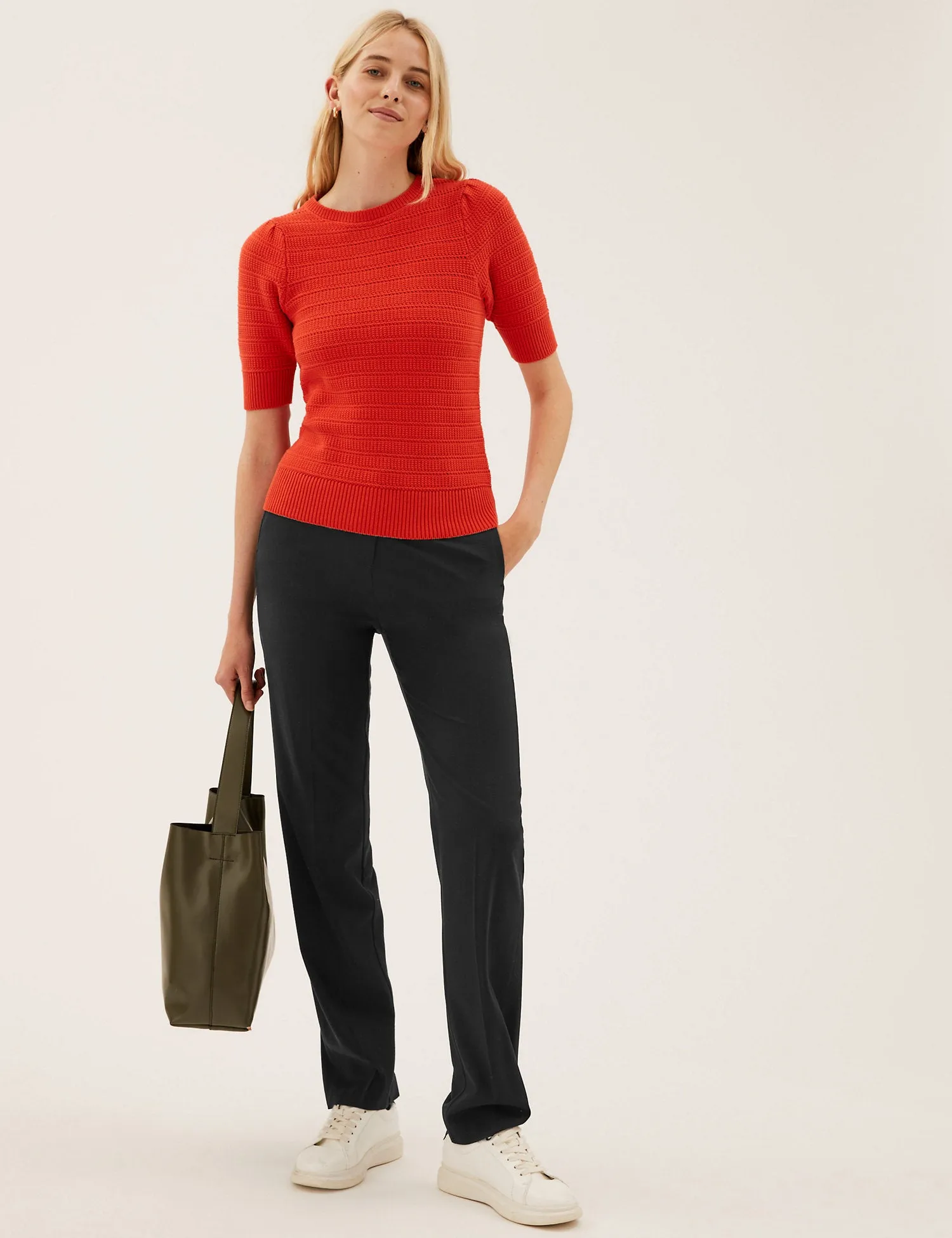 Straight Leg Trousers with Stretch