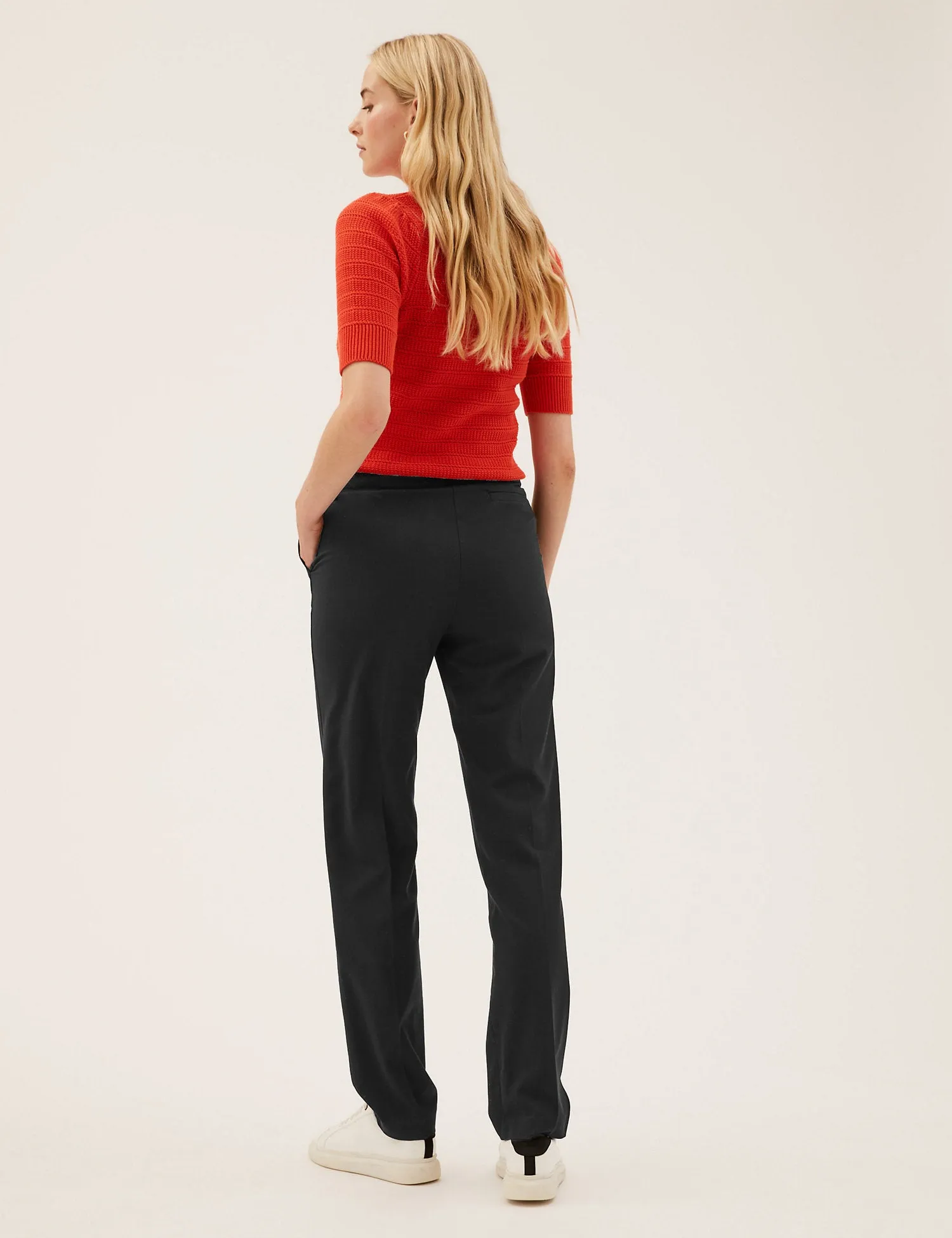 Straight Leg Trousers with Stretch