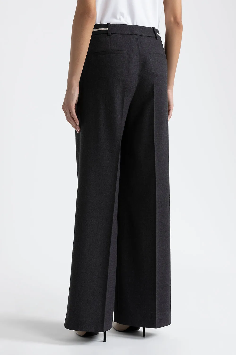 Stretch wool palazzo trousers