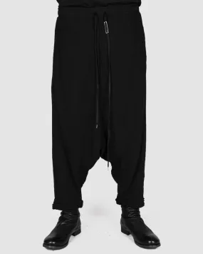 Structured cotton low crotch trousers black