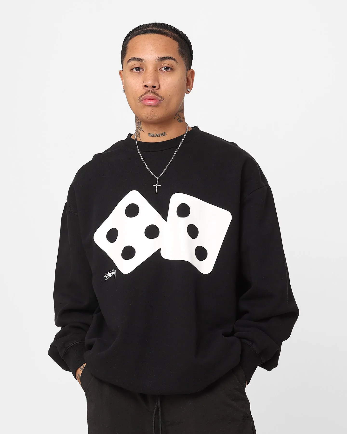 Stussy Two Dice 50-50 Crewneck Pigment Black