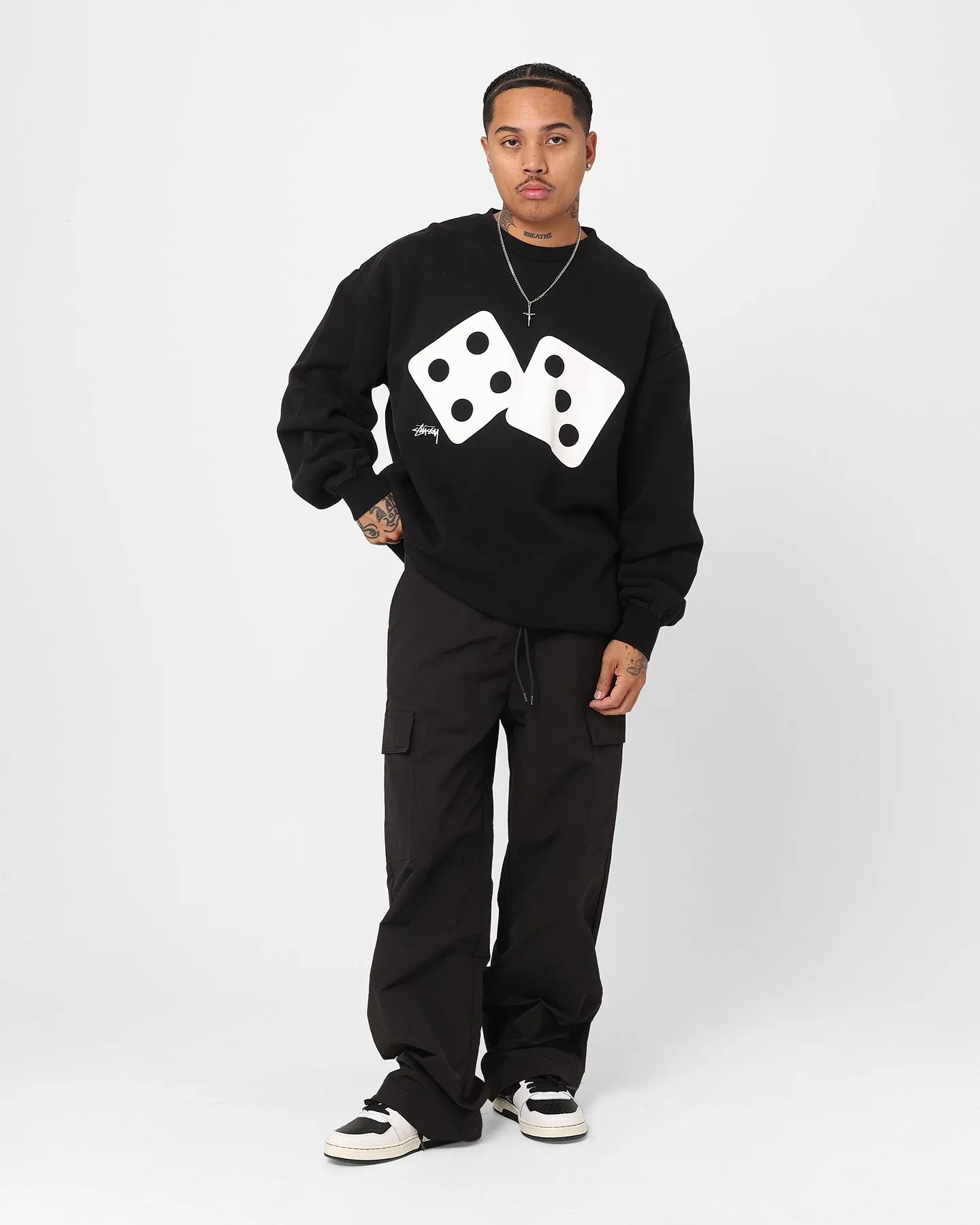 Stussy Two Dice 50-50 Crewneck Pigment Black